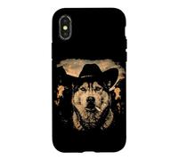 Funny Cowboy Husky Smoking Cigarette Dog Lover Meme Case for iPhone X/XS