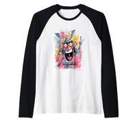 Funny Cowboy Peace Graffiti Pop Character Graphic Art Face Raglan Baseball Tee