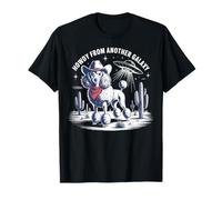 Funny Cowboy Poodle Howdy from Another Galaxy UFO Scene T-Shirt