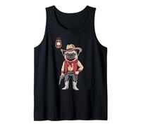 Funny Cowboy Pug Saying Dog with Gun Western Humor Women Men Tank Top