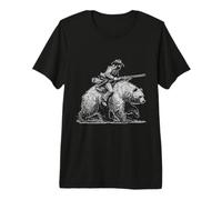 Funny Cowboy Riding a Bear - Wild West Lumberjack Adventure Premium T-Shirt