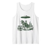 Funny Cowboy Riding Unicorn UFO Alien Desert Western Tank Top
