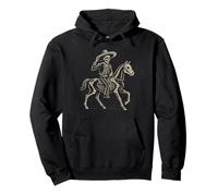 Funny Cowboy Skeleton Riding Horse Spooky Halloween Western Pullover Hoodie