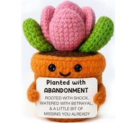 Funny Coworker Leaving Gifts for Women Men - Crochet Succulent with Humor Message - Cute Crochet Flower Pot Office Desk Decor - Novelty Farewell Retirement Gag Gift Heartbreak,Goodbye Breakup