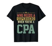 Funny CPA Superhero Vintage Tee for Men Dad Value Graphic T-Shirt, Men, Black, L