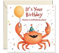 Funny Crab Pun Birthday Card - Have a Crabulous Day - with ivory envelope