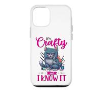 Funny Crafters Quote I'm Crafty and I Know It Crafting Cat Case for iPhone 12/12 Pro