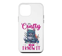 Funny Crafters Quote I'm Crafty and I Know It Crafting Cat Case for iPhone 12 mini