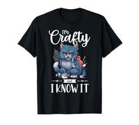 Funny Crafters Quote I'm Crafty and I Know It Crafting Cat T-Shirt