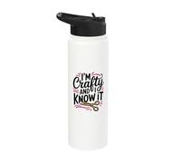 Funny Crafting Crafter Crafty Art Design Hobby Hobbies Stainless Steel Insulated Water Bottle