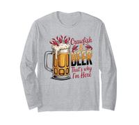 Funny Crawfish Beer Mug Seafood Boil Design Long Sleeve T-Shirt