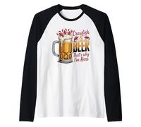 Funny Crawfish Beer Mug Seafood Boil Design Raglan Baseball Tee