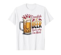 Funny Crawfish Beer Mug Seafood Boil Design T-Shirt