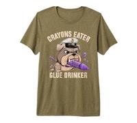Funny Crayons Eater Glue Drinker Military Brother Bulldog Premium T-Shirt
