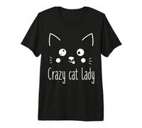Funny Crazy Cat Lady Cute Kitty Face Premium T-Shirt