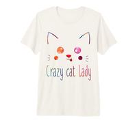 Funny Crazy Cat Lady Cute Kitty Face Premium T-Shirt