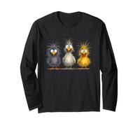 Funny Crazy Chicken Siblings Eagerlys Colorful Farm Animal Long Sleeve T-Shirt