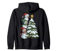 Funny Crazy Snowmen Topper Stack Decorating Christmas Tree Zip Hoodie