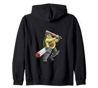Funny Cricket Avocado Batsman Player Cartoon Zip Hoodie