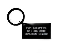 Funny Crime Scene Technician Keychain Gifts for Him from Santa | Inspirational I Can't Fix Stupid But I'm A Fairly Decent Crime Scene Technician Present Ideas for Christmas, Black, S
