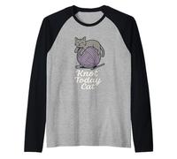 Funny Crochet Cat Mom Yarn Lover Pun Humor Handmade Craft Raglan Baseball Tee