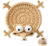 Funny Crochet Coasters, Woven Drink Coasters for Coffee Table Decor, Unique Gifts for Animal Lovers, Protective Cup Mats for Office and Home Use