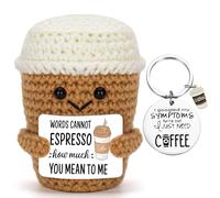 Funny Crochet Coffee Cup Doll, Emotion Support Coffee Stuffy, Positive Gifts, Charm Keychain, Encouragement Present, Coffee Lovers Birthday Gifts for Family, Friend, Coworker, Home Office Desk Decor