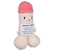 Funny Crochet Dick Emotional Support Dick Mini Knitted Doll with Positive Card Positive Gifts Gag Gifts Creative Fun Decorations Rude Gifts
