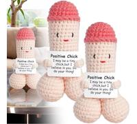 Funny Crochet Dick Positive Ornament For Men, Mini Cute Crochet Penis Dick, Crochet Support Emotional Encouragement Orn, Funny Handmade Emotional Support Potato (2Pcs)