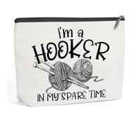 Funny Crochet Gifts Crochet Stuff Crochet Supplies Gifts for Crochet Lovers Makeup Bag, Cosmetic Bag Travel Skincare Bag Crochet Knitting Gifts for Women Knitters Crocheters Mom Birthday Mothers Day,