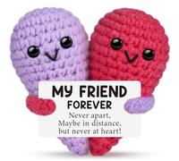 Funny Crochet Gifts with Card, Friendship Gifts for My Forever Best Friend, Cute Handmade Knitted Stuff for Women Men Girls Boys, Car Dashboard Decoration for Car Home Office