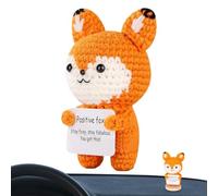 Funny Crochet Positive Toy - Handmade Wool Doll with | Cute Crochets Animal for Kids Adults - Tiny Positive Foxs Plush for Decor Gift Inspiration Happiness Handmade Soft Toys