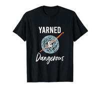 Funny Crochet Pun Yarned and Dangerous Value Graphic T-Shirt, Men, Black, L