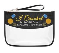 Funny Crocheting Gifts Clear Makeup Bag Knitting Gifts for Knitter Grandma Auntie Mom Crochet Gift for Crochet Knitting Lovers Halloween Mother’s Day Birthday Gift for Serial Killer Gift Cosmetic Bag