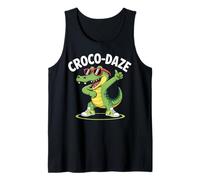 Funny Croco-Daze Cartoon Crocodile with Sunglasses and Sneak Tank Top