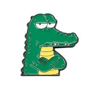 Funny Crocodile Enamel Lapel Pin Badge 3 x 3cm Grumpy Cartoon Alligator Metal Accessory Cute Animal Brooch Gift for Reptile Lovers Humorous Fashion Collectors