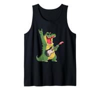 Funny Crocodile Rock Music Guitarist Retro Design Tank Top
