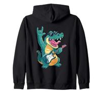 Funny Crocodile Rock Music Guitarist Sunglasses Design Zip Hoodie