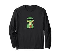 Funny Crocodile Wearing Sunglasses Playing Sitar Sitarist Long Sleeve T-Shirt