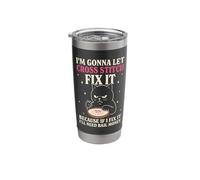 Funny Cross Stitch Embroidery Stainless Steel Insulated Tumbler