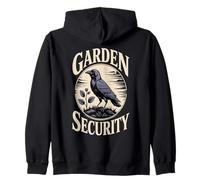 Funny Crow Garden Security Backyard Guardian Zip Hoodie