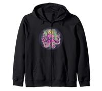 Funny Crowned Octopus Owning the Ocean Zip Hoodie