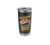 Funny Cruise Repeat Retired Cruising Vintage Retirement Plan Stainless Steel Insulated Tumbler