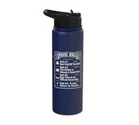 Funny Cruise Rules Don't Fall Off Boat Retro Vacation Squad Stainless Steel Insulated Water Bottle
