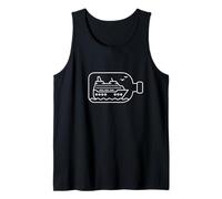 Funny Cruise Ship in a Bottle Illustration Tank Top