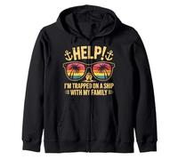 Funny Cruise Vacation Tee - Help! I'm Trapped With Family Zip Hoodie