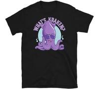 Funny Cryptid Sea Monster Octopus What's Kraken Short Sleeve Unisex T Shirt Black L