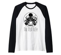 Funny Cthulhu Horror - But First Coffee Lovecraft Fans Raglan Baseball Tee