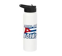 Funny Cuban Saying Havana Cuba Flag Asere Que Bola Stainless Steel Insulated Water Bottle