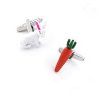 Funny Cufflinks for Men The Little White Rabbit and the Carrot Style Christmas Cuff Links Stainless Steel